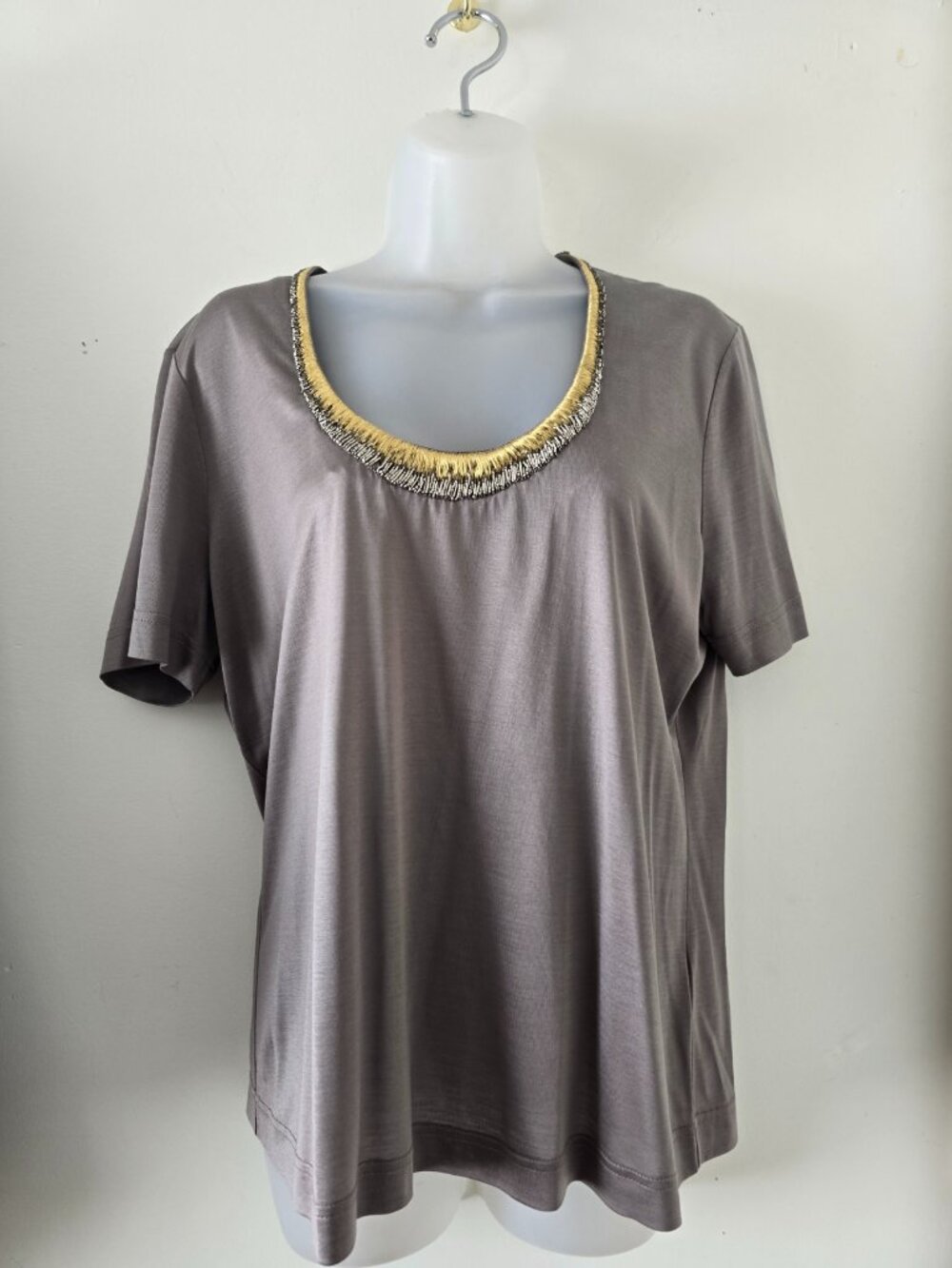 Escada 100% Silk Top with beaded neckline detail